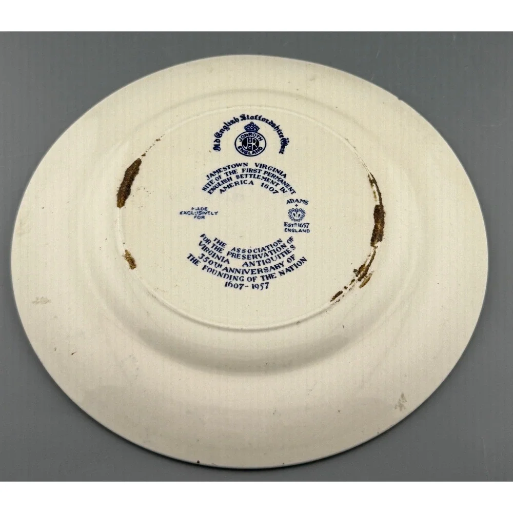 Vintage Jonroth Ceramic Plate Jamestown Virginia Old Church Tower 6 3/4